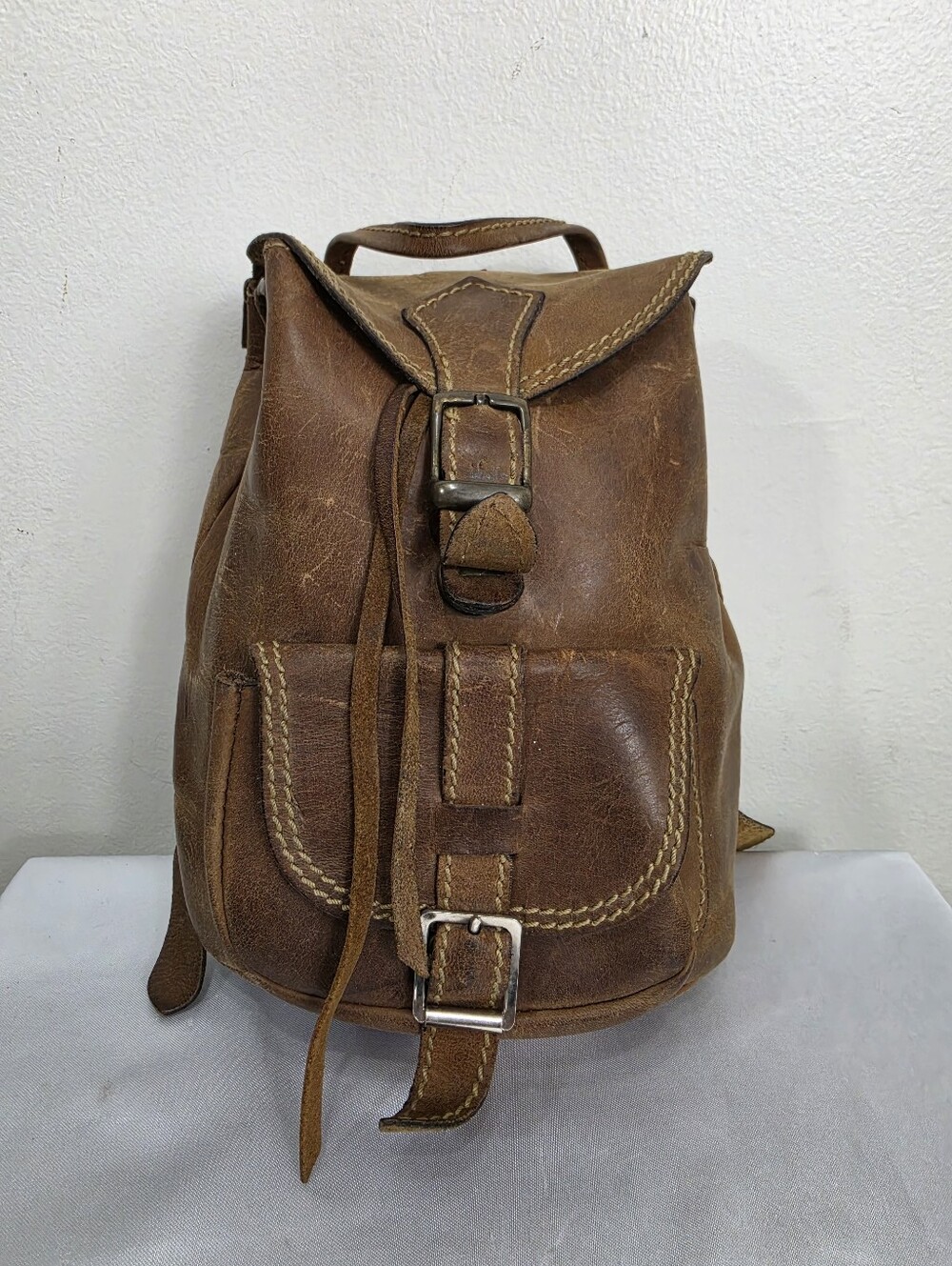 Vintage Brown Leather Women's Mini Backpack